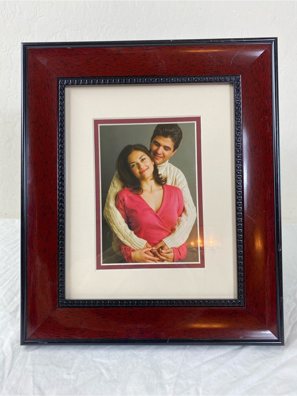 Mahogany Cherry Wood Picture Frame with Black Beaded Trim 5x7 or 8x10 matted